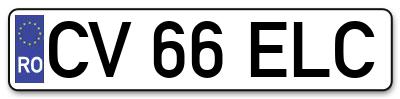 Placuta inmatriculare numar auto  CV-66-ELC, CV 66 ELC, CV66ELC