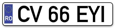 Placuta inmatriculare numar auto  CV-66-EYI, CV 66 EYI, CV66EYI