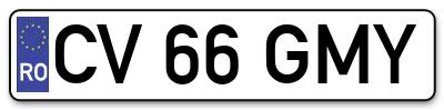 Placuta inmatriculare numar auto  CV-66-GMY, CV 66 GMY, CV66GMY