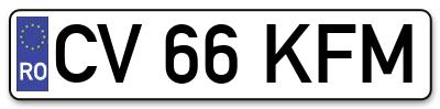 Placuta inmatriculare numar auto  CV-66-KFM, CV 66 KFM, CV66KFM