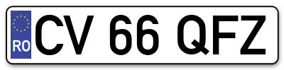 Placuta inmatriculare numar auto  CV-66-QFZ, CV 66 QFZ, CV66QFZ