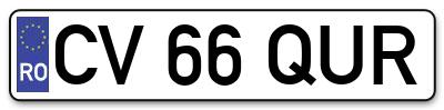 Placuta inmatriculare numar auto  CV-66-QUR, CV 66 QUR, CV66QUR
