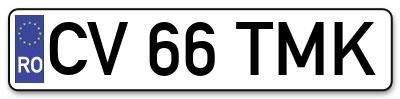 Placuta inmatriculare numar auto  CV-66-TMK, CV 66 TMK, CV66TMK