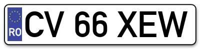 Placuta inmatriculare numar auto  CV-66-XEW, CV 66 XEW, CV66XEW