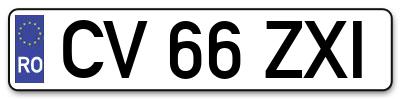 Placuta inmatriculare numar auto  CV-66-ZXI, CV 66 ZXI, CV66ZXI