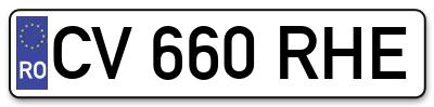 Placuta inmatriculare numar auto  CV-660-RHE, CV 660 RHE, CV660RHE