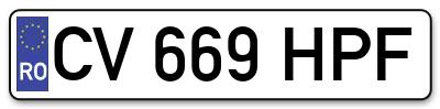 Placuta inmatriculare numar auto  CV-669-HPF, CV 669 HPF, CV669HPF