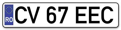 Placuta inmatriculare numar auto  CV-67-EEC, CV 67 EEC, CV67EEC