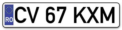 Placuta inmatriculare numar auto  CV-67-KXM, CV 67 KXM, CV67KXM