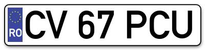 Placuta inmatriculare numar auto  CV-67-PCU, CV 67 PCU, CV67PCU