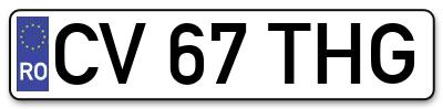 Placuta inmatriculare numar auto  CV-67-THG, CV 67 THG, CV67THG
