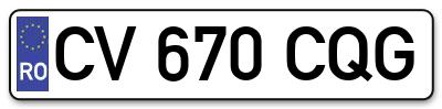Placuta inmatriculare numar auto  CV-670-CQG, CV 670 CQG, CV670CQG