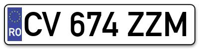 Placuta inmatriculare numar auto  CV-674-ZZM, CV 674 ZZM, CV674ZZM