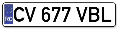 Placuta inmatriculare numar auto  CV-677-VBL, CV 677 VBL, CV677VBL