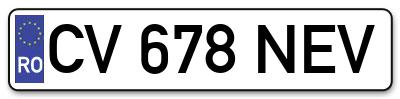 Placuta inmatriculare numar auto  CV-678-NEV, CV 678 NEV, CV678NEV