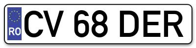 Placuta inmatriculare numar auto  CV-68-DER, CV 68 DER, CV68DER