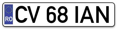 Placuta inmatriculare numar auto  CV-68-IAN, CV 68 IAN, CV68IAN