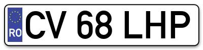Placuta inmatriculare numar auto  CV-68-LHP, CV 68 LHP, CV68LHP