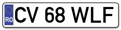 Placuta inmatriculare numar auto  CV-68-WLF, CV 68 WLF, CV68WLF