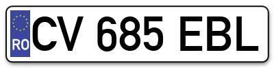 Placuta inmatriculare numar auto  CV-685-EBL, CV 685 EBL, CV685EBL