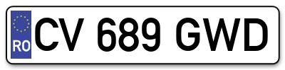 Placuta inmatriculare numar auto  CV-689-GWD, CV 689 GWD, CV689GWD