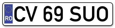 Placuta inmatriculare numar auto  CV-69-SUO, CV 69 SUO, CV69SUO