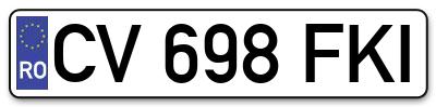 Placuta inmatriculare numar auto  CV-698-FKI, CV 698 FKI, CV698FKI