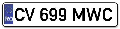 Placuta inmatriculare numar auto  CV-699-MWC, CV 699 MWC, CV699MWC