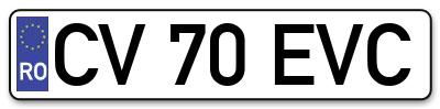 Placuta inmatriculare numar auto  CV-70-EVC, CV 70 EVC, CV70EVC