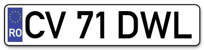 Placuta inmatriculare numar auto  CV-71-DWL, CV 71 DWL, CV71DWL