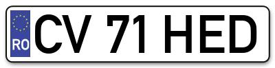 Placuta inmatriculare numar auto  CV-71-HED, CV 71 HED, CV71HED
