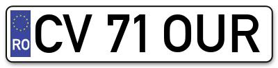 Placuta inmatriculare numar auto  CV-71-OUR, CV 71 OUR, CV71OUR