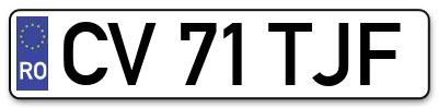 Placuta inmatriculare numar auto  CV-71-TJF, CV 71 TJF, CV71TJF