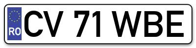 Placuta inmatriculare numar auto  CV-71-WBE, CV 71 WBE, CV71WBE