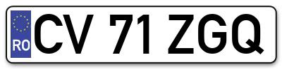 Placuta inmatriculare numar auto  CV-71-ZGQ, CV 71 ZGQ, CV71ZGQ