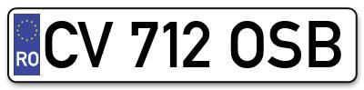 Placuta inmatriculare numar auto  CV-712-OSB, CV 712 OSB, CV712OSB
