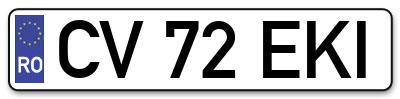 Placuta inmatriculare numar auto  CV-72-EKI, CV 72 EKI, CV72EKI