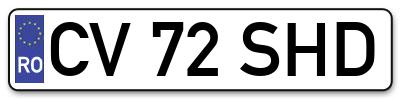 Placuta inmatriculare numar auto  CV-72-SHD, CV 72 SHD, CV72SHD