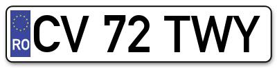 Placuta inmatriculare numar auto  CV-72-TWY, CV 72 TWY, CV72TWY