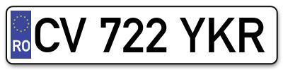 Placuta inmatriculare numar auto  CV-722-YKR, CV 722 YKR, CV722YKR