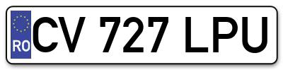 Placuta inmatriculare numar auto  CV-727-LPU, CV 727 LPU, CV727LPU