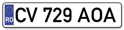 Placuta inmatriculare numar auto  CV-729-AOA, CV 729 AOA, CV729AOA