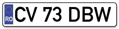 Placuta inmatriculare numar auto  CV-73-DBW, CV 73 DBW, CV73DBW