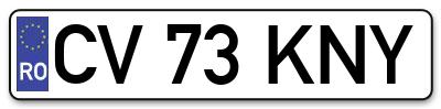 Placuta inmatriculare numar auto  CV-73-KNY, CV 73 KNY, CV73KNY