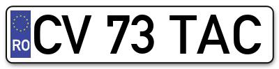 Placuta inmatriculare numar auto  CV-73-TAC, CV 73 TAC, CV73TAC
