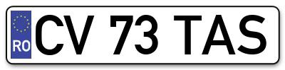 Placuta inmatriculare numar auto  CV-73-TAS, CV 73 TAS, CV73TAS