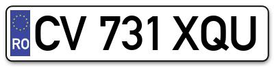 Placuta inmatriculare numar auto  CV-731-XQU, CV 731 XQU, CV731XQU