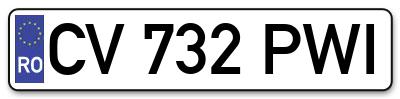 Placuta inmatriculare numar auto  CV-732-PWI, CV 732 PWI, CV732PWI