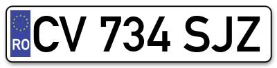 Placuta inmatriculare numar auto  CV-734-SJZ, CV 734 SJZ, CV734SJZ