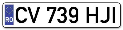 Placuta inmatriculare numar auto  CV-739-HJI, CV 739 HJI, CV739HJI